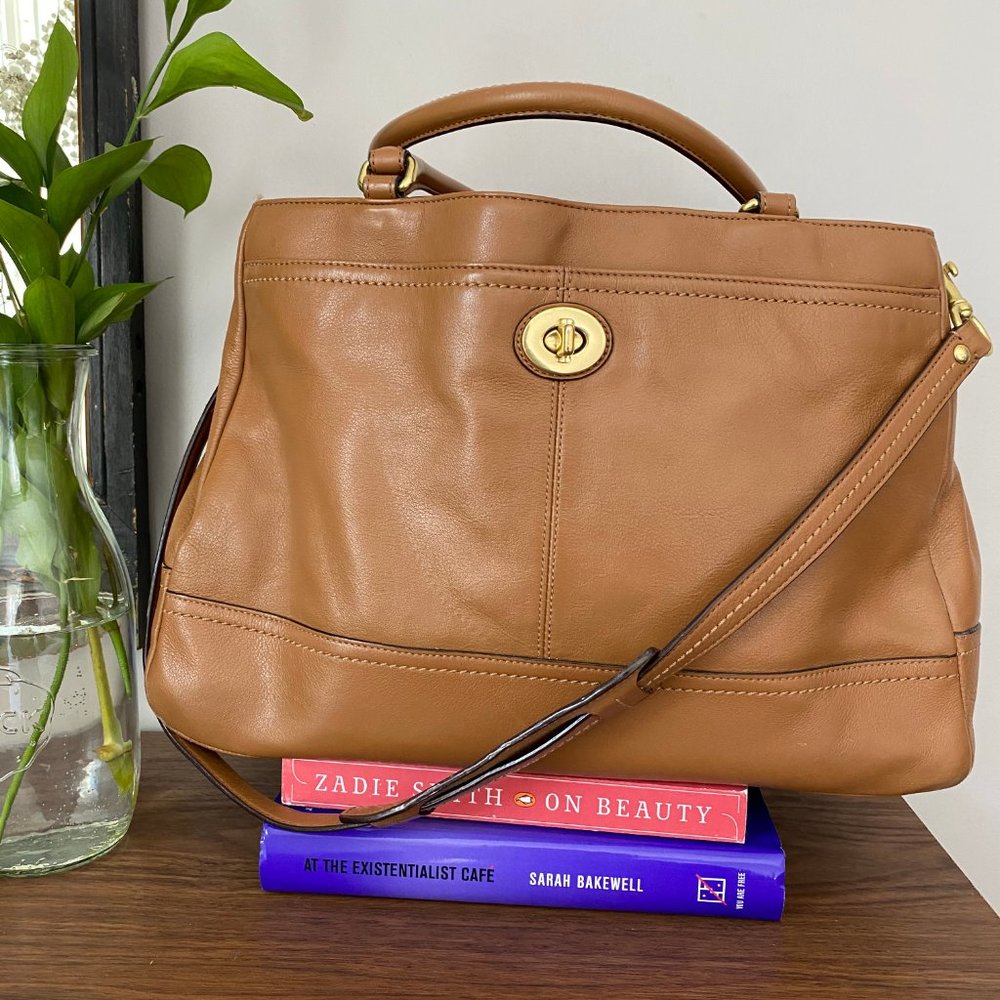 Coach Brown Leather Bag with Laptop Sleeve - Picture 2 of 7